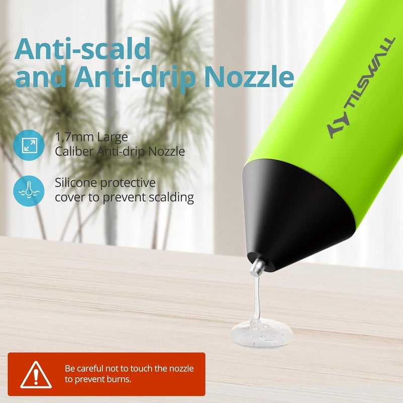 TILSWALL 4V Cordless Hot Glue Gun, 2000mAh Type-C Rechargeable, Rapid 30s Preheat with 20 Glue Sticks, Ideal for DIY Crafts, Home Repairs, and Gift Making - Green - Image 2